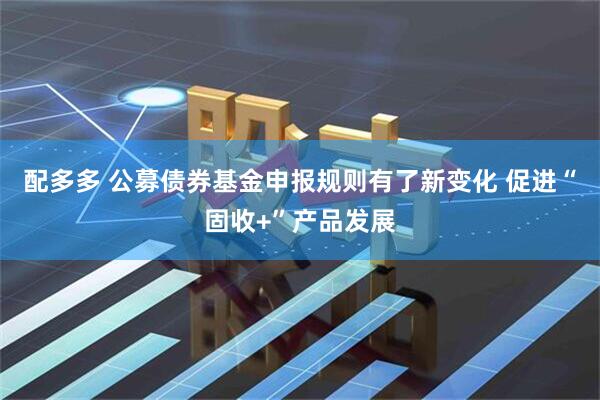 配多多 公募债券基金申报规则有了新变化 促进“固收+”产品发展